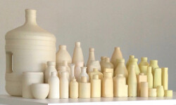 Luca Resta, Studio per una natura morta, 2015, collection of bottles, paper tape