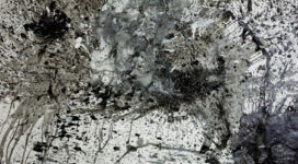 Shozo Shimamoto, BLACK 7, acrylic colors and glass fragments on canvas 167 x 139 cm. Bottle Crash 2009